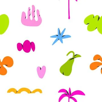 Hand drawn vector abstract simple contemporary art seamless pattern,creative Stock Illustration
