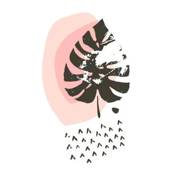 Hand drawn vector abstract stock textured collage illustration with tropical Stock-Illustration