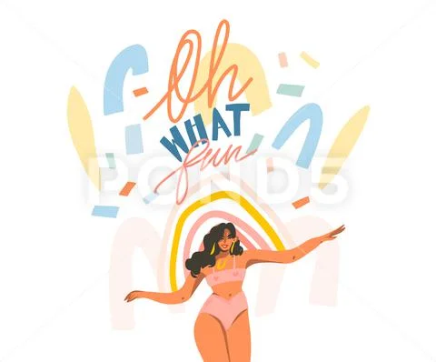 Hand drawn vector abstract stock graphic illustration with happy female and Stock Illustrationen