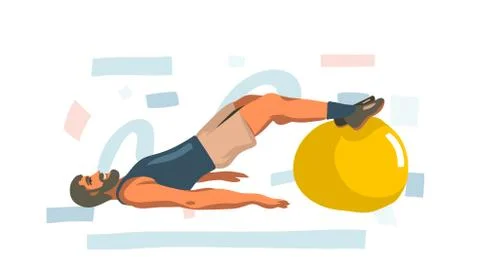 Hand drawn vector abstract stock graphic illustration with young happy male 스톡 일러스트