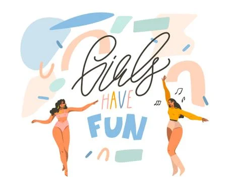 Hand drawn vector abstract stock graphic illustration with young happy dancing Stock Illustration