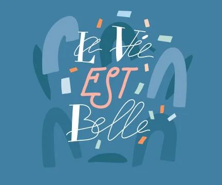Hand drawn vector abstract stock graphic illustration with French quote La Vie Stock Illustration