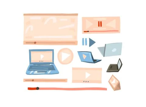 Hand drawn vector abstract stock flat graphic illustration vlog concept イラスト素材