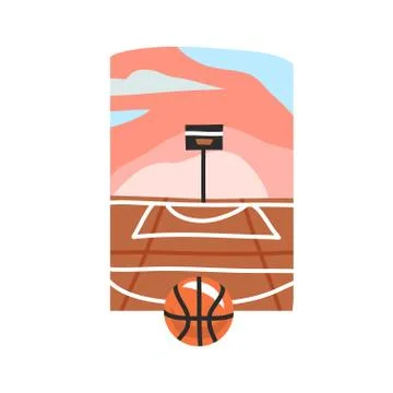 Hand drawn vector abstract stock flat graphic illustration with sundown beach Stock Illustration