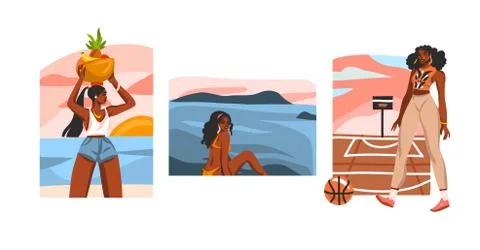 Hand drawn vector abstract stock flat graphic illustration collection set with Stock Illustration