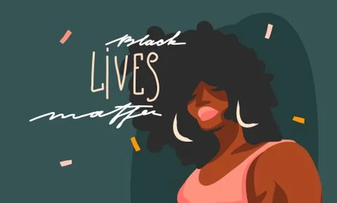 Hand drawn vector abstract stock graphic illustration with young black afro Stock Illustration
