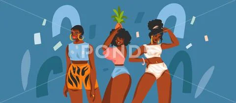 Hand drawn vector abstract stock flat graphic illustration with young happy Stock Illustrationen