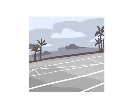 Hand drawn vector abstract stock flat graphic illustration with urban city view Illustrazione stock