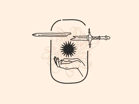 Hand drawn vector abstract stock flat graphic illustration with logo elements Stock Illustration