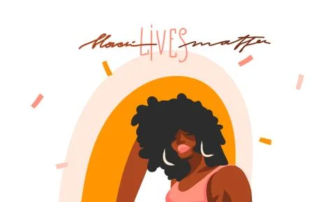Hand drawn vector abstract stock graphic illustration with young black afro Stock Illustration