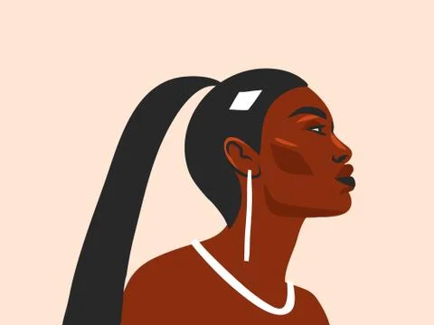 Hand drawn vector abstract stock flat graphic illustration with ethnic tribal Stock Illustration