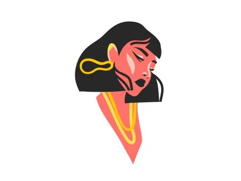 Hand drawn vector abstract stock flat graphic illustration with ethnic tribal Stock Illustration