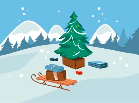 Hand drawn vector abstract stock flat Merry Christmas,and Happy New Year cartoon Stock Illustration