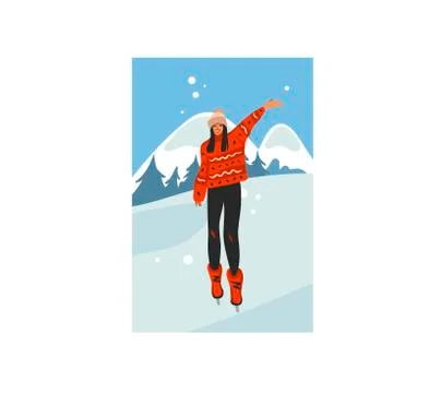 Hand drawn vector abstract stock flat Merry Christmas,and Happy New Year time イラスト素材