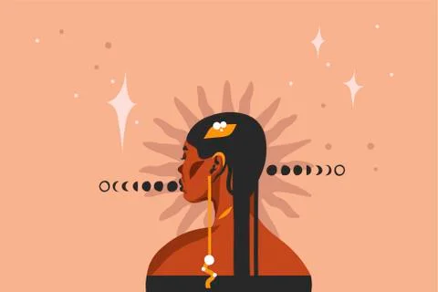 Hand drawn vector abstract stock flat graphic illustration with ethnic tribal Stock Illustration