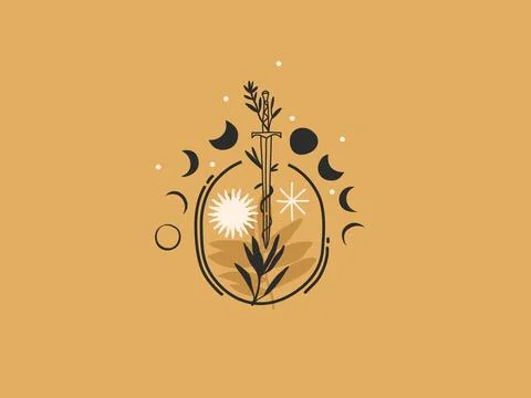 Hand drawn vector abstract stock flat graphic illustration with logo elements Stock Illustration