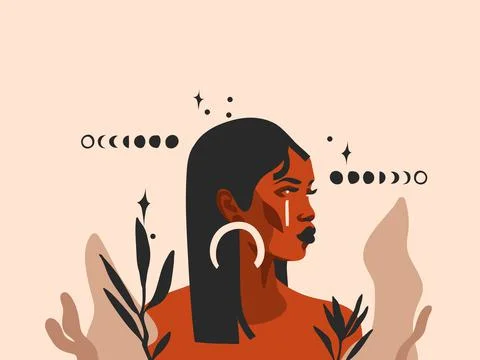 Hand drawn vector abstract stock flat graphic illustration with ethnic tribal Stock Illustration
