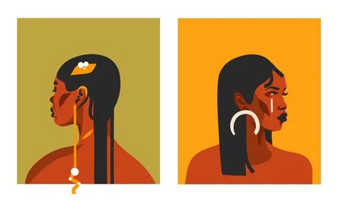 Hand drawn vector abstract stock flat graphic illustrations with ethnic bohemian Stock Illustration