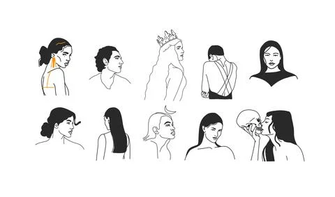 Hand drawn vector abstract stock flat graphic illustrations collection set with 库存插图