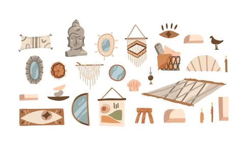 Hand drawn vector abstract stock graphic bohemian clipart collection set Stock Illustration