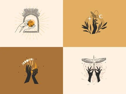 Hand drawn vector abstract stock graphic illustration with logo elements Stock Illustration