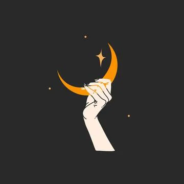 Hand drawn vector abstract stock flat graphic alchemy illustration with logo 库存插图