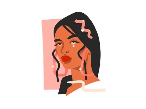 Hand drawn vector abstract stock flat graphic illustration with ethnic tribal Stock Illustration