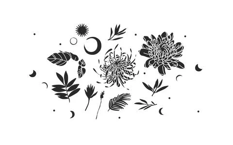 Hand drawn vector abstract stock flat graphic illustrations mystic icons Stock Illustration