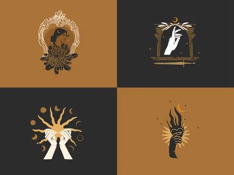 Hand drawn vector abstract stock graphic illustration with logo elements Illustrazione stock