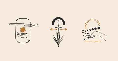 Hand drawn vector abstract stock flat graphic illustration with logo element Stock Illustration