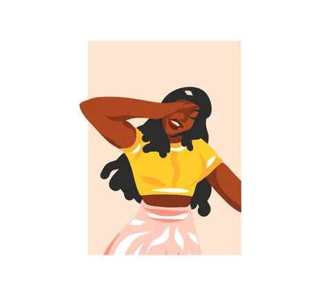 Hand drawn vector abstract stock graphic illustration with young happy,in summer Stock Illustration