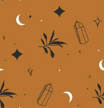 Hand drawn vector abstract stock flat graphic illustration with mystic minimal Stock Illustration