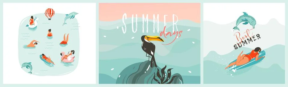 Hand drawn vector abstract stock graphic summer cartoon,minimalistic 스톡 일러스트