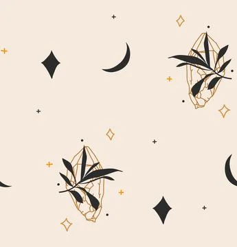 Hand drawn vector abstract stock flat graphic illustration with mystic minimal Stock Illustration