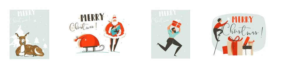 Hand drawn vector abstract stock graphic Merry Christmas and Happy New Year Stock Illustration