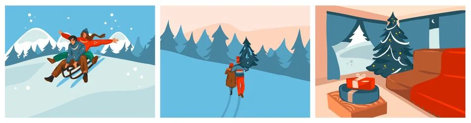 Hand drawn vector abstract stock graphic Merry Christmas and Happy New Year Stock Illustration