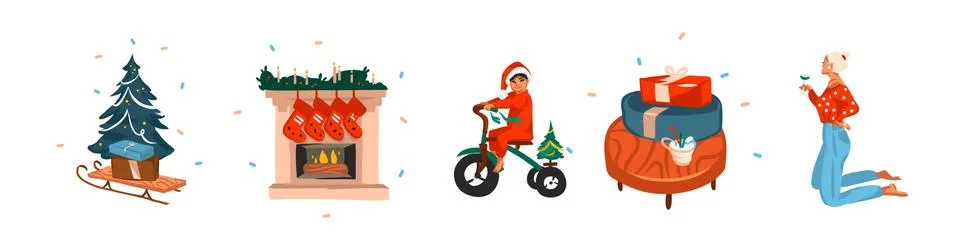 Hand drawn vector abstract stock graphic winter,Merry Christmas and Happy New Stock Illustration