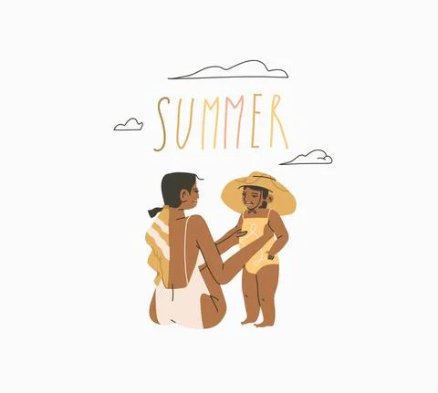 Hand drawn vector abstract stock graphic summer time cartoon,minimalistic style Stock Illustration