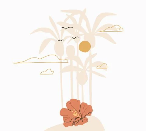 Hand drawn vector abstract stock graphic summer time cartoon,minimalistic Stock Illustration