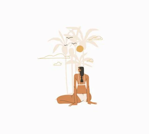 Hand drawn vector abstract stock graphic summer time cartoon,minimalistic style Stock-Illustration