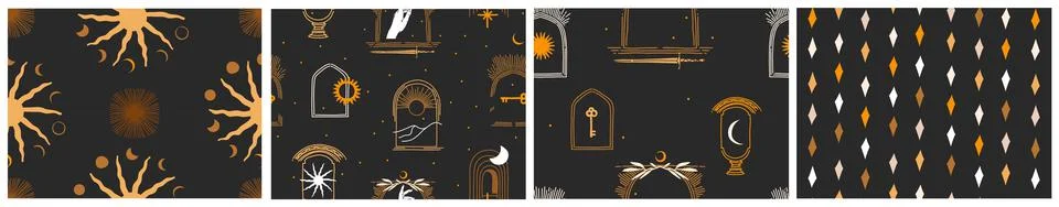 Hand drawn vector abstract stock graphic illustration seamless pattern and logo Stock Illustration