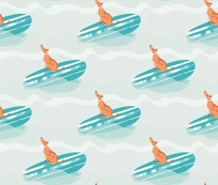 Hand drawn vector abstract summer time fun seamless pattern illustration with Illustrazione stock