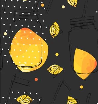 Hand drawn vector abstract summer time organic fresh fruits seamless pattern 스톡 일러스트