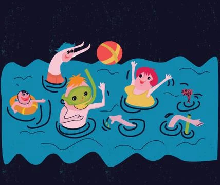 Hand drawn vector abstract summer time fun illustration Stock Illustration