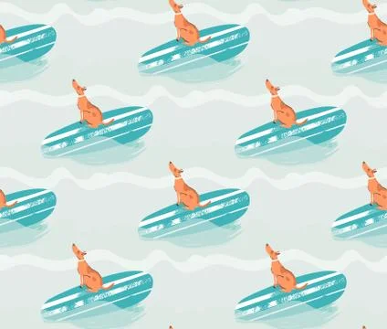 Hand drawn vector abstract summer time fun seamless pattern illustration with Stock Illustration
