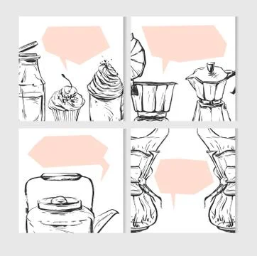Hand drawn vector abstract textured food card design template with graphic food Illustrazione stock