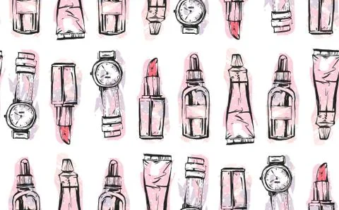 Hand drawn vector abstract textured graphic fashion chic style collection Stock Illustration