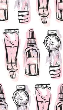 Hand drawn vector abstract textured graphic fashion chic style collection Stock Illustration