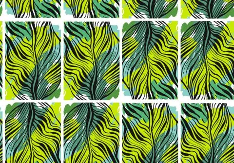 Hand drawn vector abstract tropical seamless pattern with exotic jungle palm Illustrazione stock