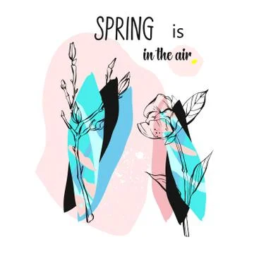 Hand drawn vector abstract universal creative textured illustrations with floral 스톡 일러스트